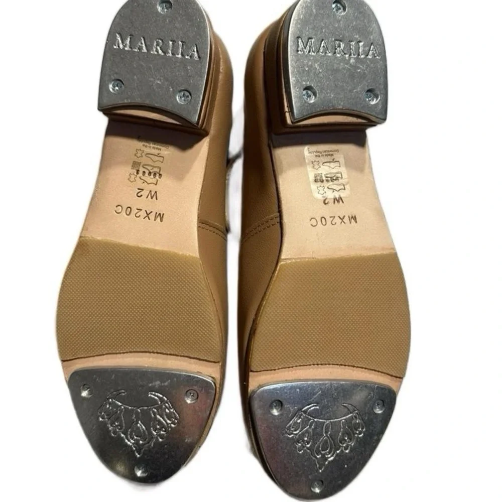 Mariia Tan Mariia Soft Leather Mary Jane Tap Shoes Size 1 1/2W NEW NIB